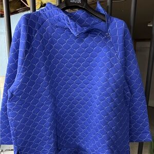 Talbots Blue Quilted Hoodie with Pattern